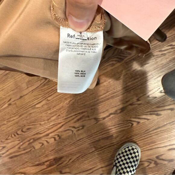 Reformation Lyon Silk Elegant Satin Brown Midi Dress, Size 2 - Picture 4 of 4